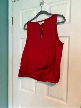 Banana Republic Red Sleeveless Draped Shell